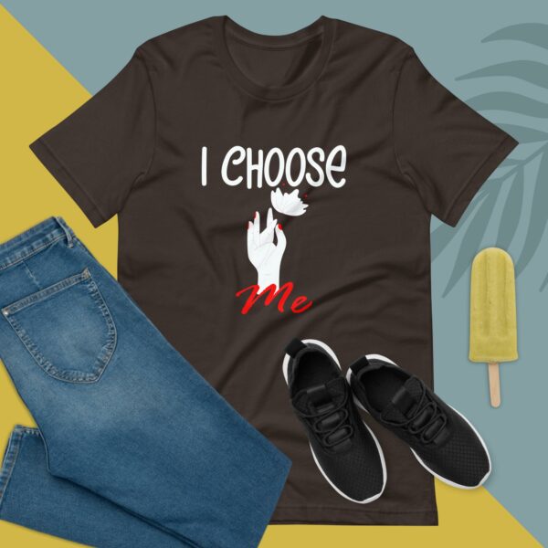 I Choose Me - Hand With Flower - Unisex t-shirt - unisex staple t shirt brown front eb b fa .jpg - Shujaa Designs