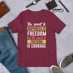 Private: The Secret To Happiness Unisex t-shirt - unisex staple t shirt maroon front b e - Shujaa Designs