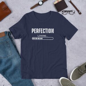 Private: Perfection Loading Unisex t-shirt - unisex staple t shirt navy front c ff a - Shujaa Designs